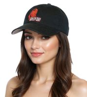 Gorra flexible de algodón unisex Green Day de la banda de punk rock con logo de granada TC102229GRN negra