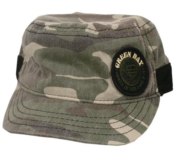 GREEN DAY Unisex Punkrock-Band Baumwoll-Cap im Kadetten Style Camouflage-Muster FC103707GRN Grün/Schwarz