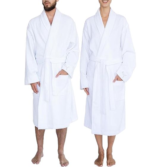 PUMA Unisex Bademantel mit zwei offenen Seitentaschen Morgen-Mantel 660008 04 Weiß