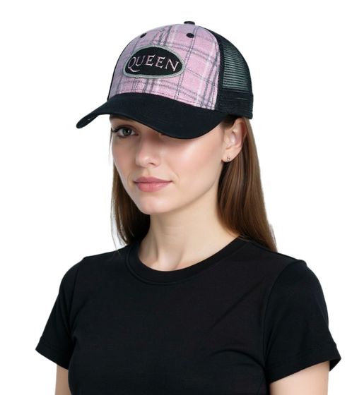 Queen Rock Band Baseball Cap, Cotton Cap with "Queen" Embroidery, Trucker Cap TC105953QUN, Black/Pink