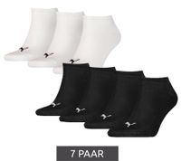 7 Paar PUMA Kinder Baumwoll-Socken schlichte Sneaker-Socken Kurz-Socken Strümpfe 70122094 001 Schwarz/Weiß
