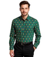 Chemise homme à manches longues avec motif de Noël, chemise en coton 961600 Verte Chemise homme à manches longues avec motif de Noël, chemise en coton 961600 Verte