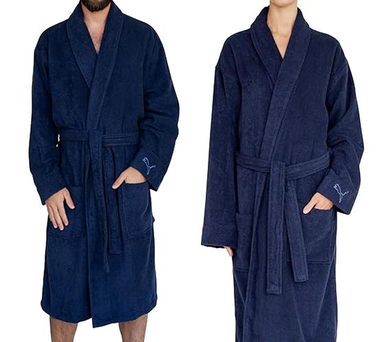 PUMA Unisex Bademantel mit zwei offenen Seitentaschen Morgen-Mantel 660008 06 Navy