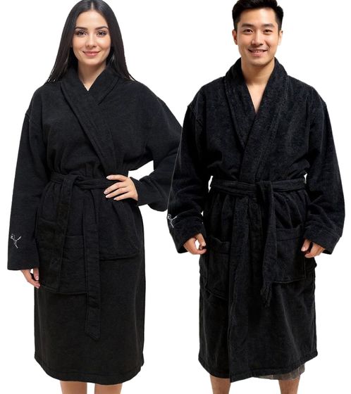 PUMA Unisex Bathrobe with Two Open Side Pockets, Dressing Gown 660008 03 Black