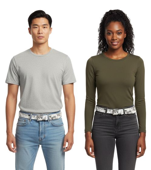 Cintura in pelle con scritta Fall Out Boy Rock Band, cintura casual, BT103233FOB3, bianca