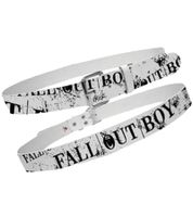 Cintura in pelle con scritta Fall Out Boy Rock Band, cintura casual, BT103233FOB3, bianca