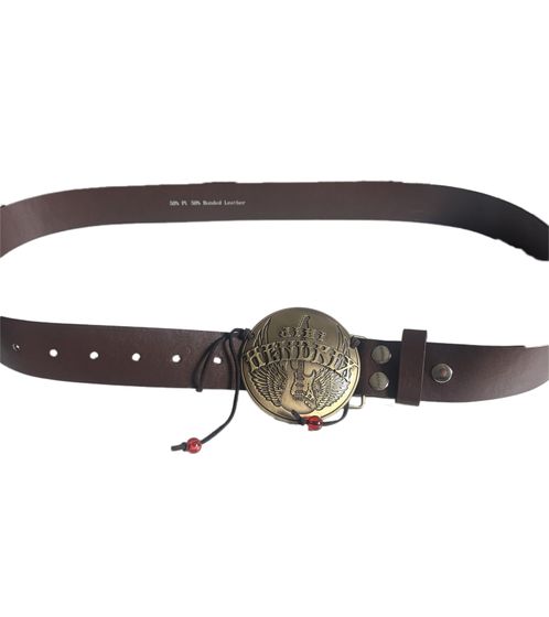 Jimi Hendrix Gürtel für Damen oder Herren stylischer Leder-Gürtel mit Logo-Schnalle Freizeit-Gürtel Braun