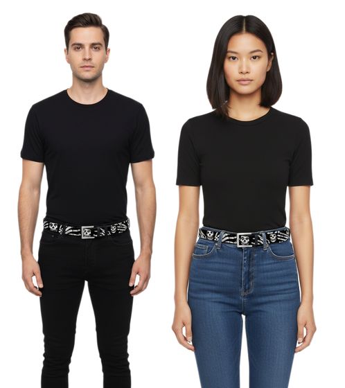 Misfits Punk Band Belt, Women's or Men's Leather Belt, Adjustable Casual Belt, BT102610MIS4, Black
