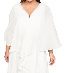 sheego Damen Bluse Überwurf-Bluse mit langer Zipfelform 3/4 Ärmeln Große Größen 134978 Weiß