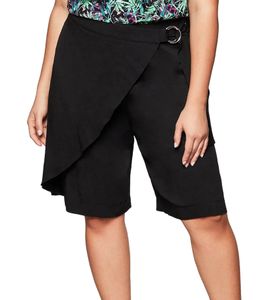 sheego Damen Hosenrock in Wickeloptik Bermuda-Short Große Größen 135565 Schwarz
