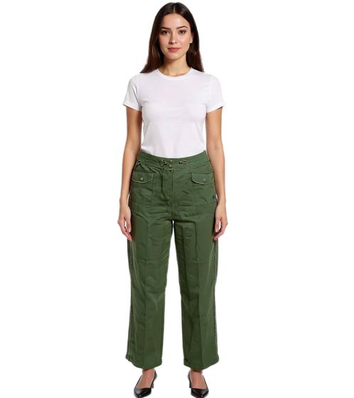 Pantalones cargo sheego para mujer, confeccionados en suave tejido de lyocell, para uso diario, tallas grandes, caqui 132109