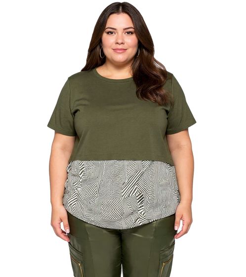 sheego Women's Layered T-Shirt, Summer Shirt, Plus Sizes 135028 Green/White/Black sheego Women's Layered T-Shirt, Summer Shirt, Plus Sizes 135028 Green/White/Black