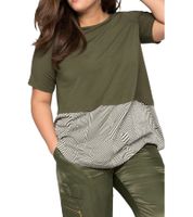 sheego Women's Layered T-Shirt, Summer Shirt, Plus Sizes 135028 Green/White/Black sheego Women's Layered T-Shirt, Summer Shirt, Plus Sizes 135028 Green/White/Black