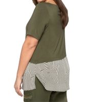 sheego Women's Layered T-Shirt, Summer Shirt, Plus Sizes 135028 Green/White/Black sheego Women's Layered T-Shirt, Summer Shirt, Plus Sizes 135028 Green/White/Black