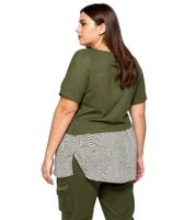 sheego Women's Layered T-Shirt, Summer Shirt, Plus Sizes 135028 Green/White/Black sheego Women's Layered T-Shirt, Summer Shirt, Plus Sizes 135028 Green/White/Black