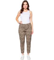 sheego Women's Jogger-Style Stretch Pants with Glittery All-Over Print 134893 Beige/Green sheego Women's Jogger-Style Stretch Pants with Glittery All-Over Print 134893 Beige/Green