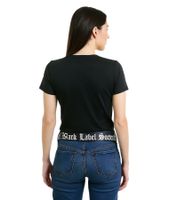 Cinturón Black Labels Society de la banda de heavy metal para hombre y mujer, talla única, 100 cm, con remaches y letras, cinturón casual, negro/blanco
