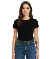 Cinturón Black Labels Society de la banda de heavy metal para hombre y mujer, talla única, 100 cm, con remaches y letras, cinturón casual, negro/blanco