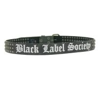 Cinturón Black Labels Society de la banda de heavy metal para hombre y mujer, talla única, 100 cm, con remaches y letras, cinturón casual, negro/blanco