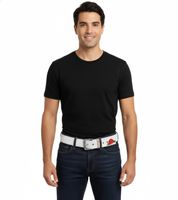 Cintura Guns N' Roses in stile vintage, taglia unica, 100 cm, con logo, cintura casual, BT104882GNR, bianco