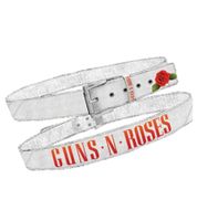 Cintura Guns N' Roses in stile vintage, taglia unica, 100 cm, con logo, cintura casual, BT104882GNR, bianco