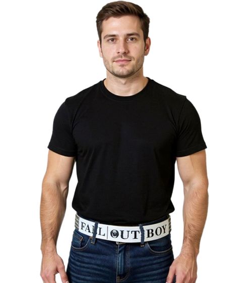 Cinturón Fall Out Boy con logo, cinturón casual ajustable, BT104184FOB4, blanco