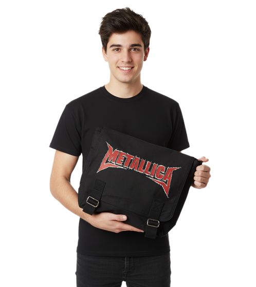 Bolso bandolera de la banda Metallica Heavy Metal, bolso bandolera para portátil, artículo para fans MB125101MET, negro/rojo