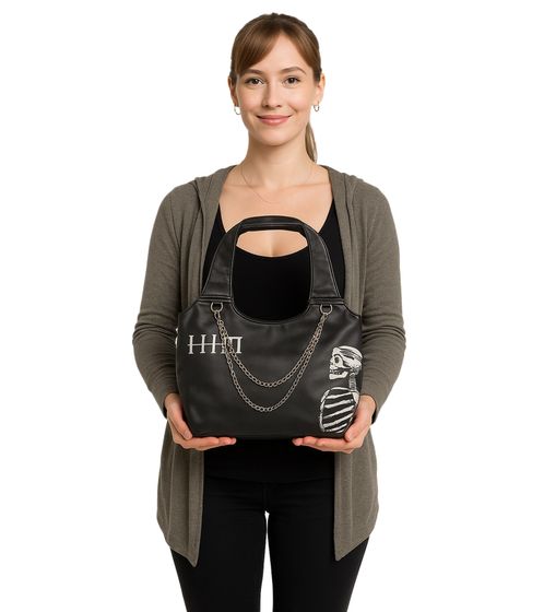 HIM Punk Rock Band Shoulder Bag Women's Handbag with Wide Strap LB103930HIM0 Black/Gray