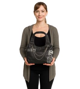 Sac à bandoulière HIM Punk Rock Band pour femme avec large bandoulière LB103930HIM0 Noir/Gris Sac à bandoulière HIM Punk Rock Band pour femme avec large bandoulière LB103930HIM0 Noir/Gris