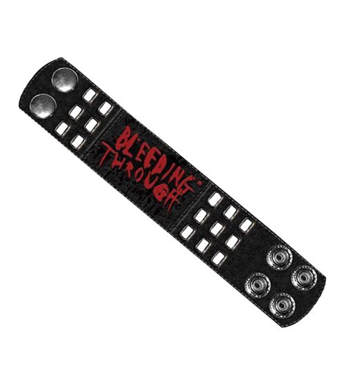 Bleeding Through Armband Metalcore-Band mit Logo-Schriftzug Fan-Artikel Leder-Armband WB106265BTH3 Schwarz
