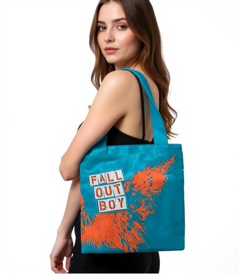 Sac bandoulière Fall Out Boy Rock Band, sac shopping élégant, article de supporter, 31 x 33 x 3 cm, LB1078542FOB, Bleu