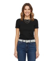 Cintura Rock Band HIM con motivo elegante, cintura in vera pelle, fan merchandise BT106248HIM4 Bianco/Nero