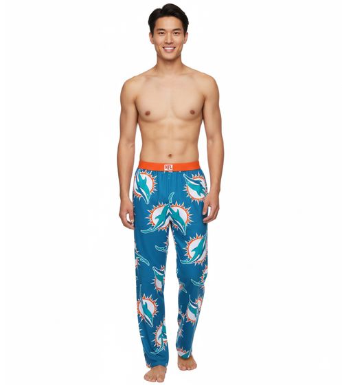 RE:COVERED X NFL Miami Dolphins - Pantalones de pijama de algodón para hombre, RCNFL1428L, Azul/Blanco