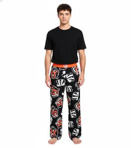 RE:COVERED X NFL Cincinnati Bengals Pantalón de descanso para hombre con el logotipo del equipo, RCNFL1462, Negro/Blanco