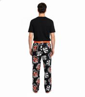 RE:COVERED X NFL Cincinnati Bengals Pantalón de descanso para hombre con el logotipo del equipo, RCNFL1462, Negro/Blanco