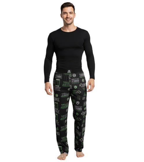 Pantaloni da pigiama da uomo RE:COVERED X XBOX Series X, eleganti pantaloni da pigiama RCXBX123 Nero/Verde