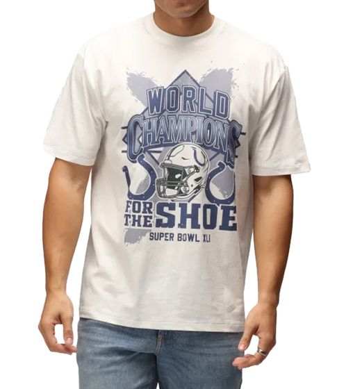 RE:COVERED X NFL Indianapolis Colts Herren T-Shirt mit World Champions-Print Baumwoll-Shirt RCNFL1560 Ecru-Weiß