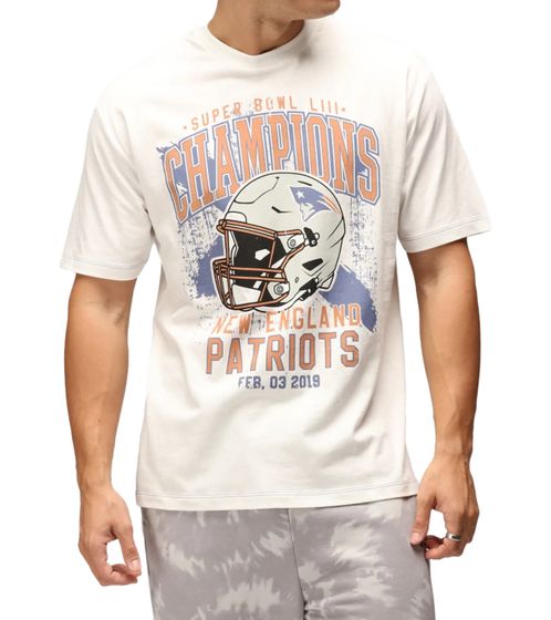 RE:COVERED X NFL New England Patriots Herren T-Shirt mit World Champions-Print Baumwoll-Shirt RCNFL1561 Ecru-Weiß