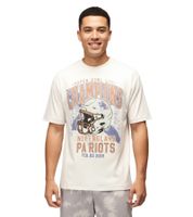 T-shirt homme RE:COVERED X NFL New England Patriots avec imprimé Champions du Monde, en coton, RCNFL1561, écru-blanc