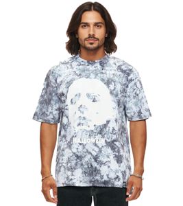 RE:COVERED X John Carpenter's Halloween Men's Tie-Dye T-Shirt, Crew Neck, Fan Shirt, RCSTC117, Gray/White