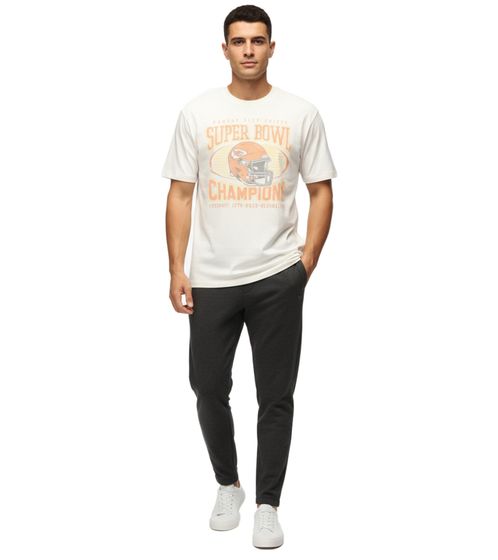 RE:COVERED X NFL Kansas City Chiefs Men's T-Shirt with Champions Print, Cotton Shirt RCNFL1559, Ecru-White