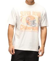RE:COVERED X NFL Kansas City Chiefs Men's T-Shirt with Champions Print, Cotton Shirt RCNFL1559, Ecru-White
