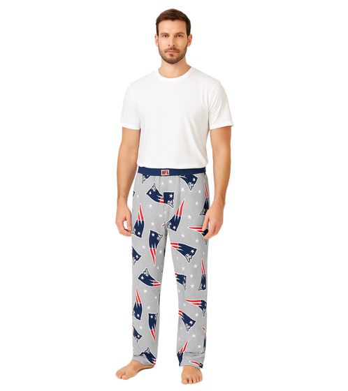 RE:COVERED X NFL New England Patriots Loungepants Herren Schlafanzug-Hose mit Team-Logo Baumwolle Pyjama-Hose RCNFL1399 Grau