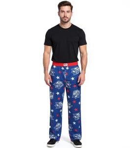 RE:COVERED X NFL Shield and Stars Men's Lounge Pants with NFL Logo, Cotton Pajama Pants, RCNFL1401, Blue