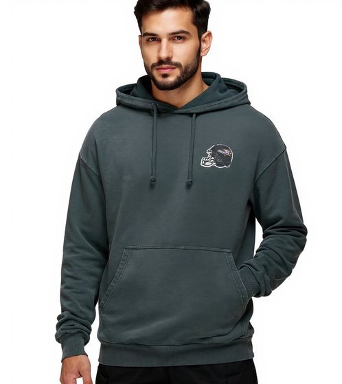 RE:COVERED X NFL Miami Baltimore Ravens Herren Kapuzen-Pullover mit Helm-Patch Baumwoll-Hoody Langarm-Shirt RCNFL1316I Schwarz