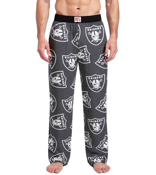 RE:COVERED X NFL Las Vegas Raiders Men's Lounge Pants with Team Logo, Cotton Pajama Pants, RCNFL1406 Gray