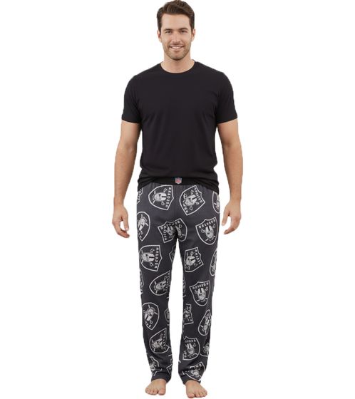 Pantaloni da salotto da uomo RE:COVERED X NFL Las Vegas Raiders con logo della squadra, pantaloni da pigiama in cotone, RCNFL1406 Grigio