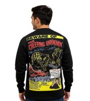 RE:COVERED X Hammer Horror Creeping Unknown Men's Long-Sleeved Shirt with Large Back Print, Cotton Long-Sleeve Pullover RCSTC110, Black