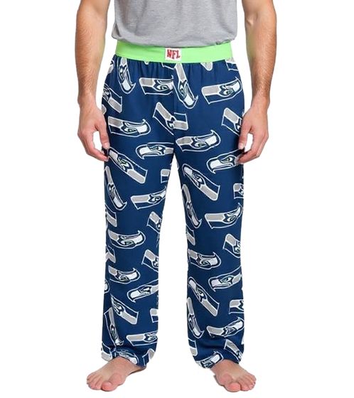Pantaloni da salotto da uomo RE:COVERED X NFL Seattle Seahawks con logo della squadra, pantaloni del pigiama in cotone, RCNFL1427 blu navy