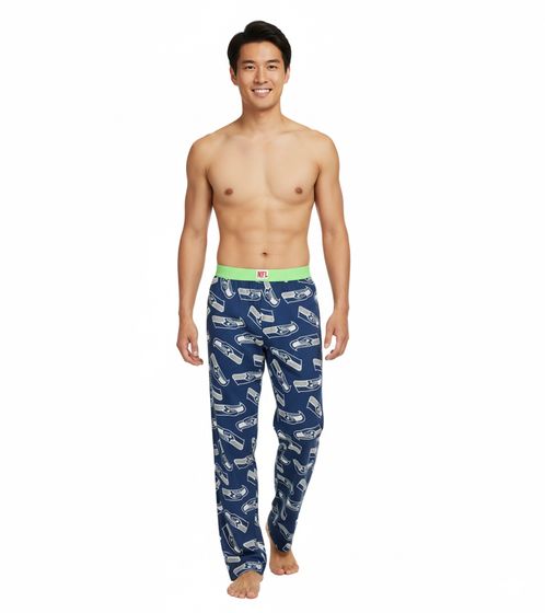 RE:COVERED X NFL Seattle Seahawks Pantalones de pijama de algodón para hombre con el logotipo del equipo, RCNFL1427 Azul marino